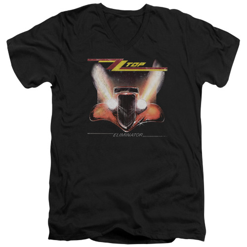 ZZ Top Eliminator Cover S/S Adult V Neck T-Shirt 30/1 Black