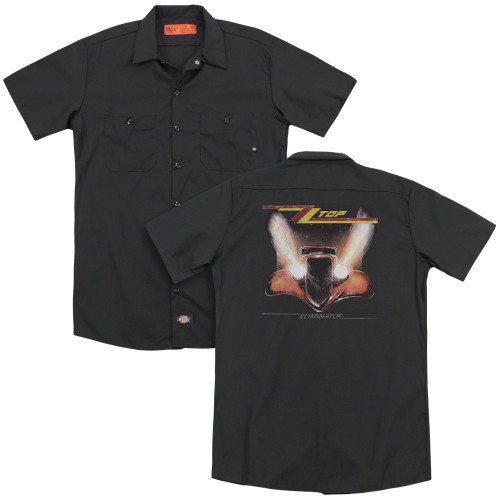 ZZ Top Eliminator Cover (Back Print) Adult Work Shirt Black