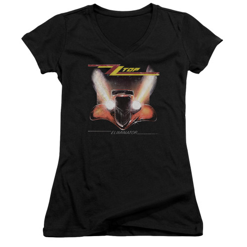 ZZ Top Eliminator Cover Junior Women's T-Shirt V Neck Black