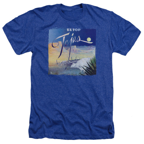 ZZ Top Tejas Adult T-Shirt Heather Royal Blue