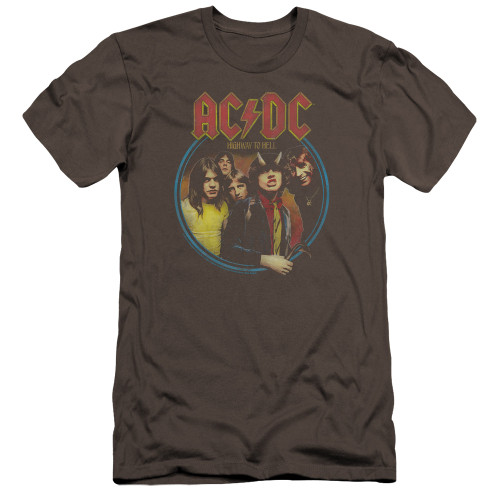 AC/DC Highway To Hell Premuim Canvas Adult Slim Fit T-Shirt Charcoal