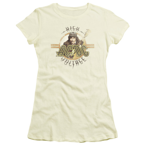 AC/DC High Voltage Junior Women's Sheer T-Shirt Cream