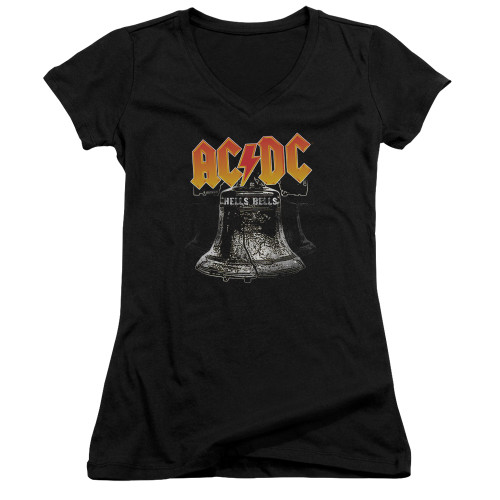 AC/DC Hells Bells Junior Women's V-Neck T-Shirt Black
