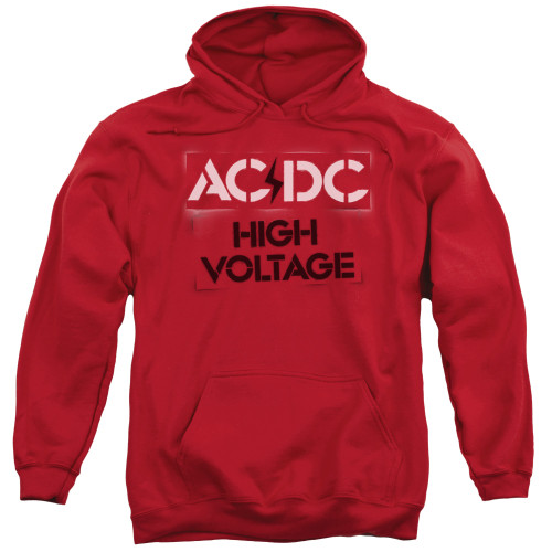 AC/DC High Voltage Stencil Adult Pullover Hoodie Sweatshirt Red