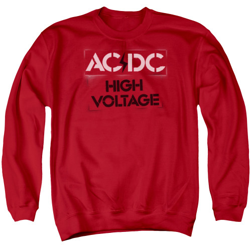 AC/DC High Voltage Stencil Adult Crewneck Sweatshirt Red