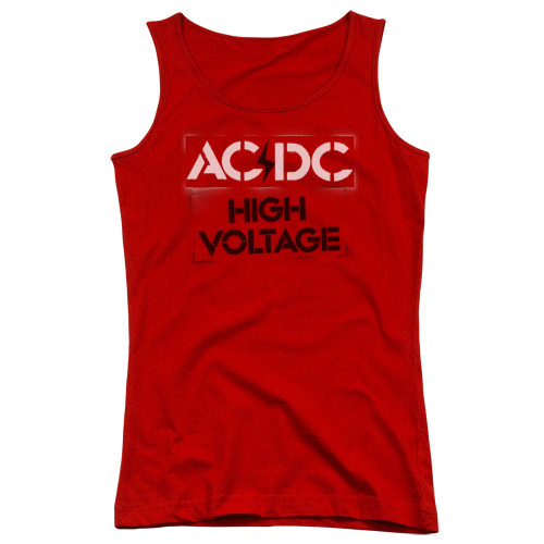 AC/DC High Voltage Stencil Junior Women's Tank Top T-Shirt Red