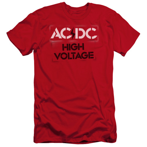 AC/DC High Voltage Stencil Premuim Canvas Adult Slim Fit T-Shirt Red
