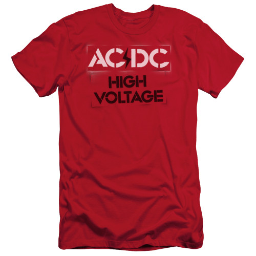 AC/DC High Voltage Stencil Adult 30/1 T-Shirt Red
