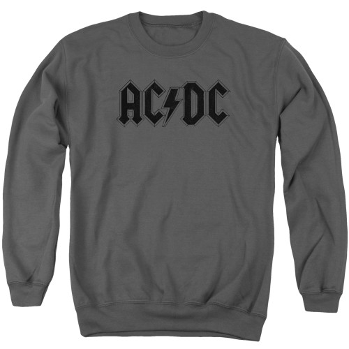 AC/DC Worn Logo Adult Crewneck Sweatshirt Charcoal