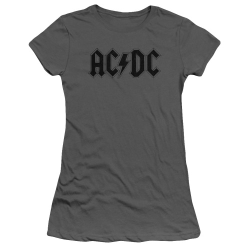 AC/DC Worn Logo Junior Women's Sheer T-Shirt Charcoal