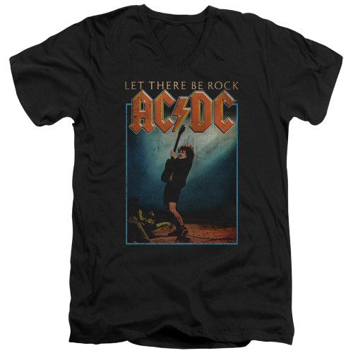AC/DC Let There Be Rock Adult V-Neck T-Shirt Black