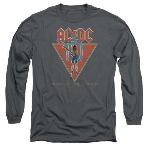 AC/DC Flick Of The Switch Adult Long Sleeve T-Shirt Charcoal