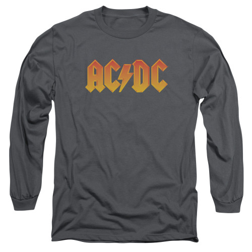 AC/DC Logo Adult Long Sleeve T-Shirt Charcoal