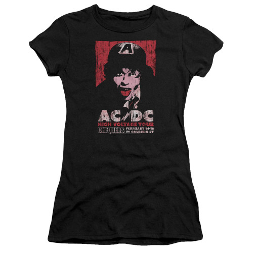 AC/DC High Voltage Live 1975 Junior Women's Sheer T-Shirt Black