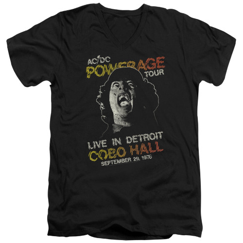 AC/DC Powerage Tour Adult V-Neck T-Shirt Black