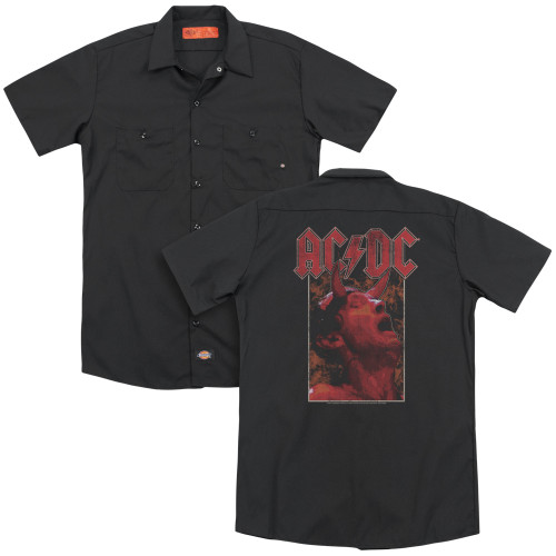 AC/DC Horns (Back Print) Adult Work Shirt Black