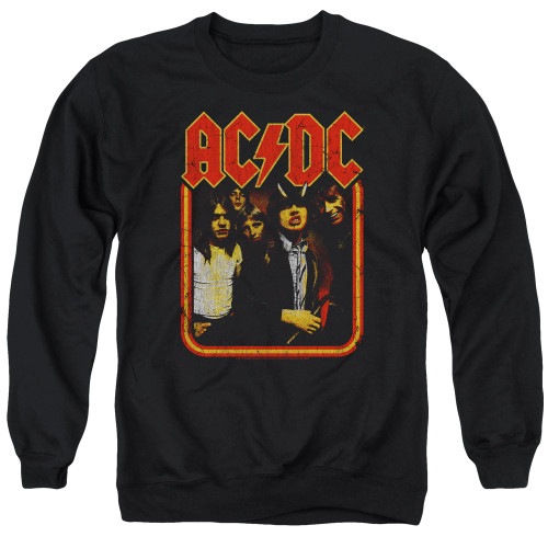 AC/DC Group Distressed Adult Crewneck Sweatshirt Black
