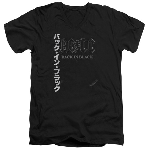 AC/DC Back In The Day Kanji Adult V-Neck T-Shirt Black
