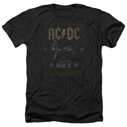 AC/DC Rock Label Adult Heather T-Shirt Black