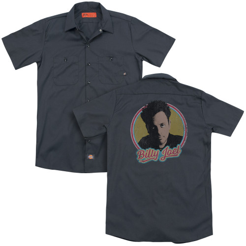 Billy Joel Billy Joel (Back Print) Adult Work Shirt Charcoal