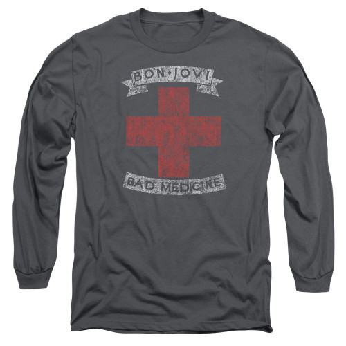 Bon Jovi Bad Medicine Adult Long Sleeve T-Shirt Charcoal