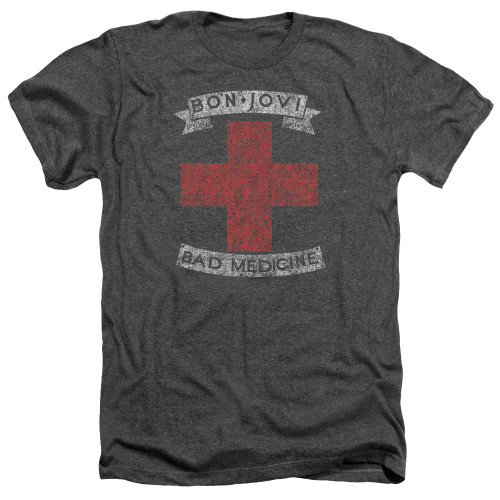 Bon Jovi Bad Medicine Adult Heather T-Shirt Charcoal