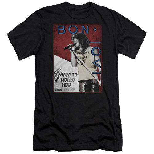 Bon Jovi '86 Tour Adult 30/1 T-Shirt Black