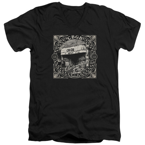 CBGB Front Door Adult V-Neck T-Shirt Black