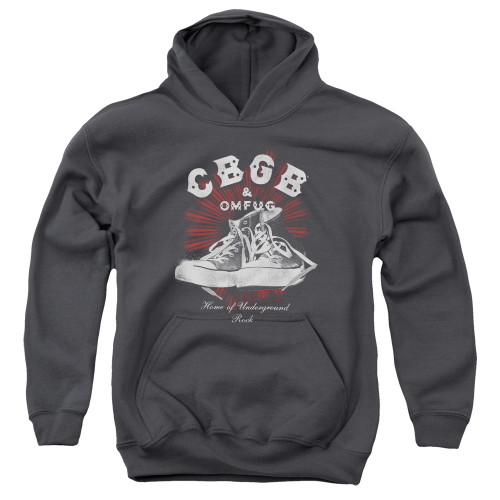 CBGB High Tops Youth Pullover Hoodie Sweatshirt Charcoal