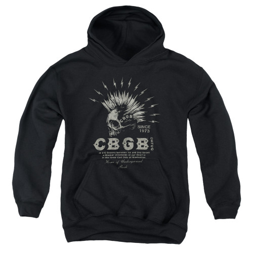 CBGB Electric Skull Youth Pullover Hoodie Sweatshirt Black