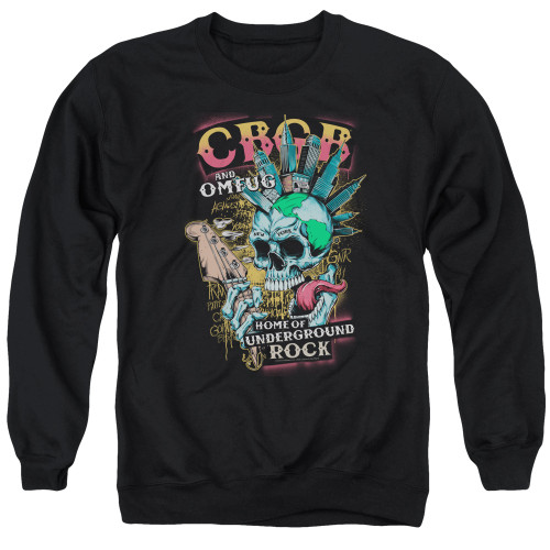 CBGB City Mowhawk Adult Crewneck Sweatshirt Black
