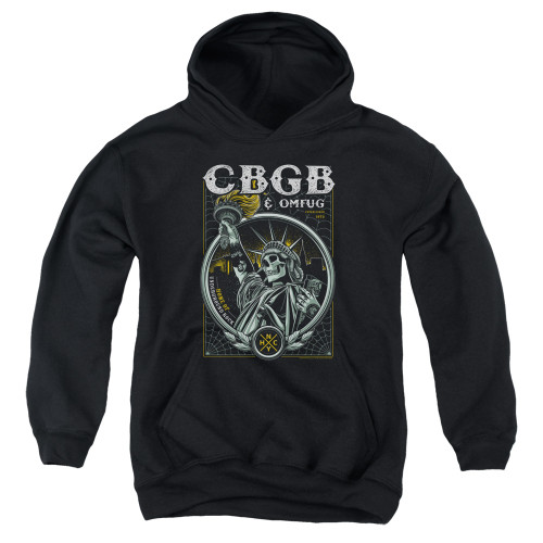 CBGB Liberty Skull Youth Pullover Hoodie Sweatshirt Black