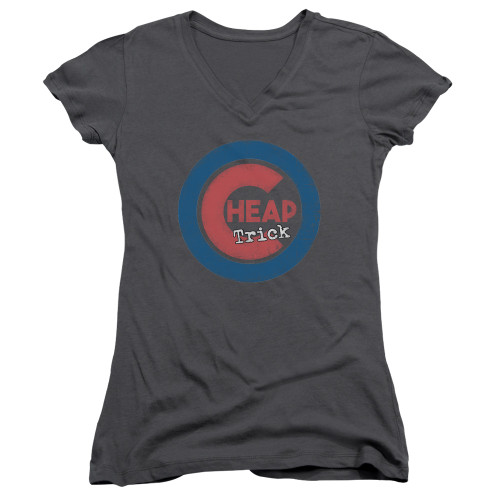 Cheap Trick Cheap Cub Junior Women's V-Neck T-Shirt Charcoal