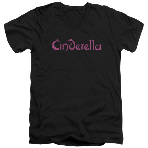 Cinderella Logo Rough Adult V-Neck T-Shirt Black
