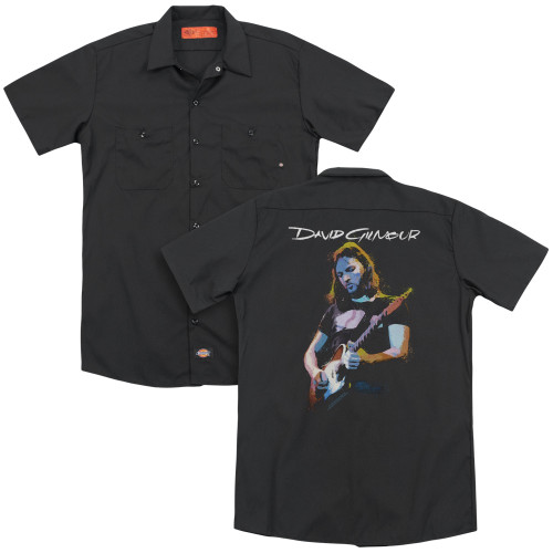 David Gilmour Guitar Gilmour (Back Print) Adult Work Shirt Black