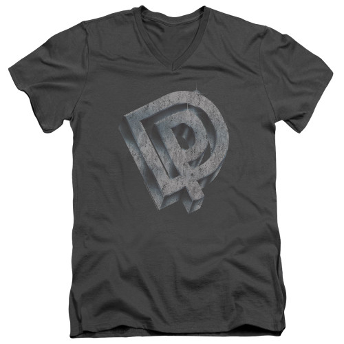 Deep Purple DP Logo Adult V-Neck T-Shirt Charcoal