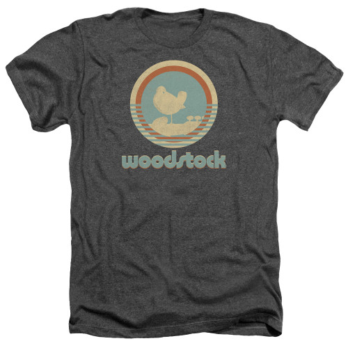 Woodstock Bird Circle Adult Heather T-Shirt Charcoal