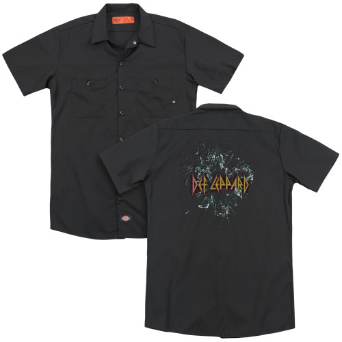 Def Leppard Broken Glass (Back Print) Adult Work Shirt Black