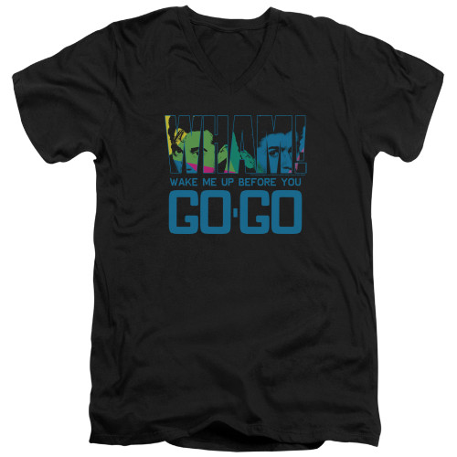 Wham Wake Me Up Before You Go Go S/S Adult V Neck 30/1 T-Shirt Black