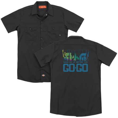 Wham Wake Me Up Before You Go Go (Back Print) Adult Work Shirt Black