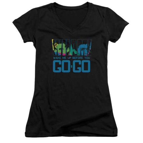 Wham Wake Me Up Before You Go Go Junior Women's T-Shirt V Neck Black