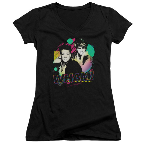 Wham The Edge Of Heaven Junior Women's T-Shirt V Neck Black