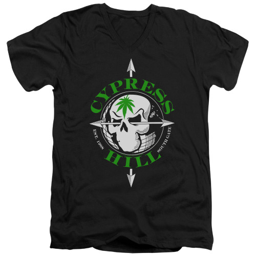 Cypress Hill Skull And Arrows Adult V-Neck T-Shirt Black