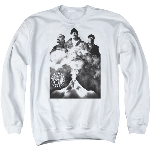 Cypress Hill Monochrome Smoke Adult Crewneck Sweatshirt White