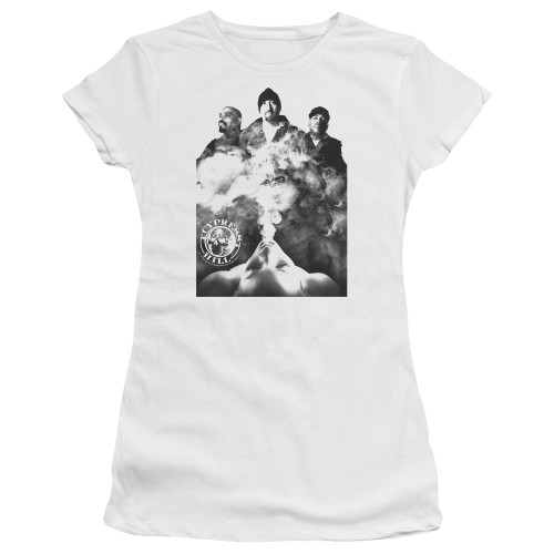 Cypress Hill Monochrome Smoke Junior Women's Sheer T-Shirt White
