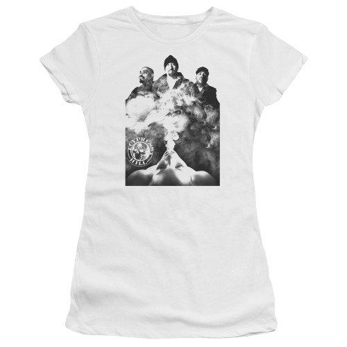 Cypress Hill Monochrome Smoke Premium Junior Women's Sheer T-Shirt White