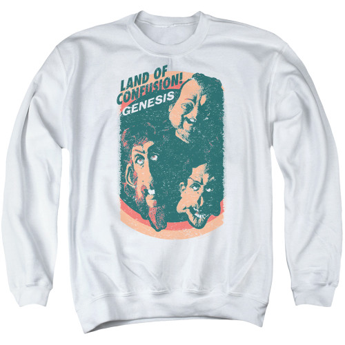 Genesis Land Of Confusion Adult Crewneck Sweatshirt White