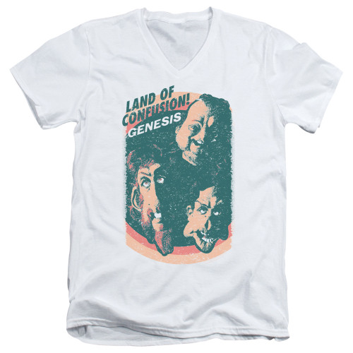 Genesis Land Of Confusion Adult V-Neck T-Shirt White