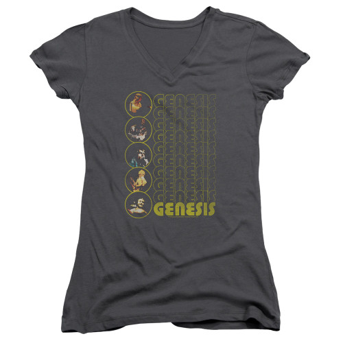 Genesis The Carpet Crawlers Junior Women's V-Neck T-Shirt Charcoal
