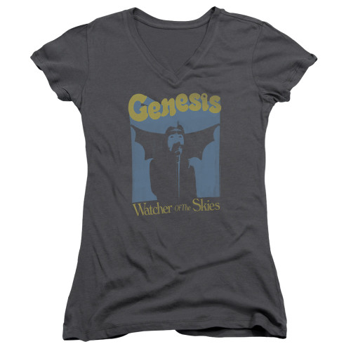 Genesis Watcher Of The Skies Junior Women's V-Neck T-Shirt Charcoal